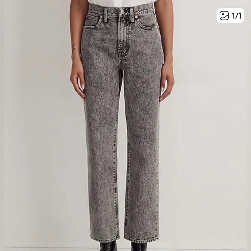 Madewell High-Rise Straight Leg Women's Jeans - Grey Acid Wash